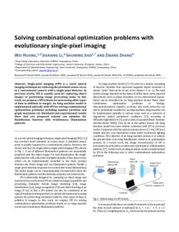 Solving combinational optimization problems with evolutionary
  single-pixel imaging