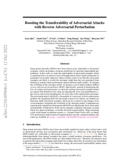 Boosting the Transferability of Adversarial Attacks with Reverse
  Adversarial Perturbation