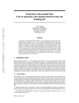 Generative Adversarial Nets: Can we generate a new dataset based on only
  one training set?