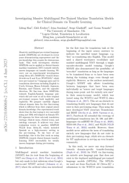 Investigating Massive Multilingual Pre-Trained Machine Translation
  Models for Clinical Domain via Transfer Learning