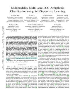 Multimodality Multi-Lead ECG Arrhythmia Classification using
  Self-Supervised Learning
