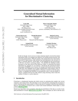 Generalised Mutual Information for Discriminative Clustering