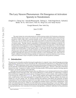 The Lazy Neuron Phenomenon: On Emergence of Activation Sparsity in
  Transformers