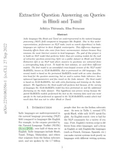 Extractive Question Answering on Queries in Hindi and Tamil