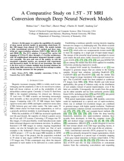 A Comparative Study on 1.5T-3T MRI Conversion through Deep Neural
  Network Models