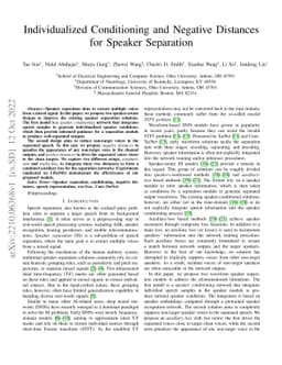Individualized Conditioning and Negative Distances for Speaker
  Separation