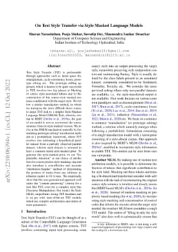 On Text Style Transfer via Style Masked Language Models