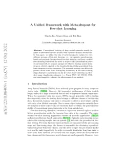 A Unified Framework with Meta-dropout for Few-shot Learning