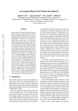 Are Sample-Efficient NLP Models More Robust?