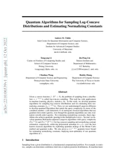 Quantum Algorithms for Sampling Log-Concave Distributions and Estimating
  Normalizing Constants