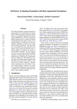 DATScore: Evaluating Translation with Data Augmented Translations