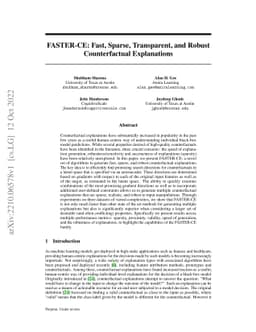 FASTER-CE: Fast, Sparse, Transparent, and Robust Counterfactual
  Explanations