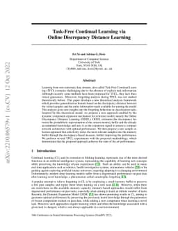 Task-Free Continual Learning via Online Discrepancy Distance Learning