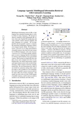 Language Agnostic Multilingual Information Retrieval with Contrastive
  Learning