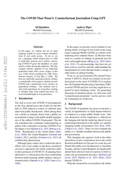 The COVID That Wasn't: Counterfactual Journalism Using GPT