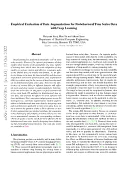Empirical Evaluation of Data Augmentations for Biobehavioral Time Series
  Data with Deep Learning