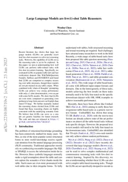 Large Language Models are few(1)-shot Table Reasoners