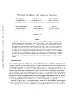 Weighted Distillation with Unlabeled Examples
