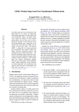 LIME: Weakly-Supervised Text Classification Without Seeds