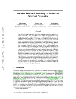 Few-shot Relational Reasoning via Connection Subgraph Pretraining