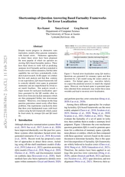 Shortcomings of Question Answering Based Factuality Frameworks for Error
  Localization
