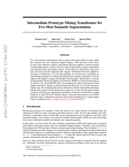 Intermediate Prototype Mining Transformer for Few-Shot Semantic
  Segmentation