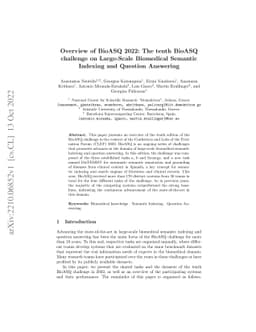 Overview of BioASQ 2022: The tenth BioASQ challenge on Large-Scale
  Biomedical Semantic Indexing and Question Answering