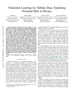 Federated Learning for Tabular Data: Exploring Potential Risk to Privacy