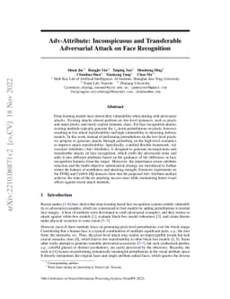 Adv-Attribute: Inconspicuous and Transferable Adversarial Attack on Face
  Recognition