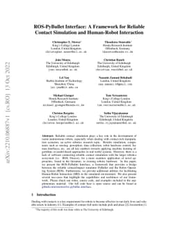 ROS-PyBullet Interface: A Framework for Reliable Contact Simulation and
  Human-Robot Interaction