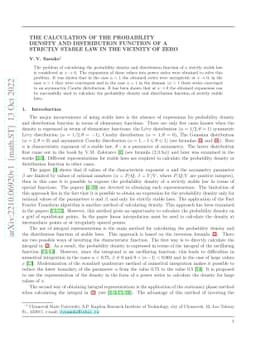 The calculation of the probability density and distribution function of
  a strictly stable law in the vicinity of zero