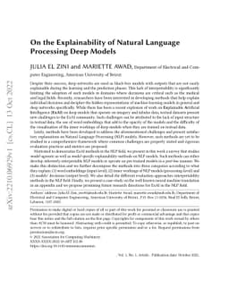 On the Explainability of Natural Language Processing Deep Models