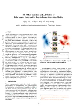 DE-FAKE: Detection and Attribution of Fake Images Generated by
  Text-to-Image Generation Models