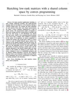 Sketching low-rank matrices with a shared column space by convex
  programming