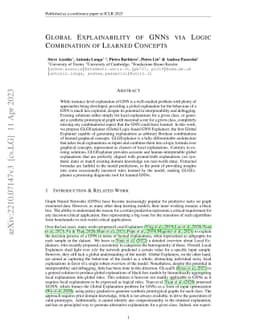 Global Explainability of GNNs via Logic Combination of Learned Concepts