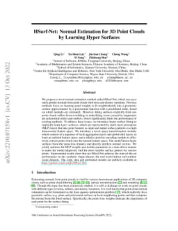 HSurf-Net: Normal Estimation for 3D Point Clouds by Learning Hyper
  Surfaces
