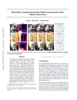 MonoNeRF: Learning Generalizable NeRFs from Monocular Videos without
  Camera Pose