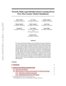 Towards Multi-Agent Reinforcement Learning driven Over-The-Counter
  Market Simulations