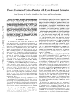 Chance-Constrained Motion Planning with Event-Triggered Estimation