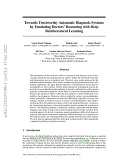 Towards Trustworthy Automatic Diagnosis Systems by Emulating Doctors'
  Reasoning with Deep Reinforcement Learning