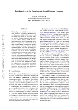 Best Practices in the Creation and Use of Emotion Lexicons