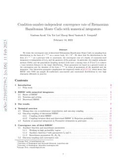 Condition-number-independent convergence rate of Riemannian Hamiltonian
  Monte Carlo with numerical integrators