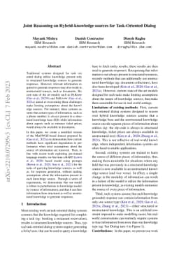 Joint Reasoning on Hybrid-knowledge sources for Task-Oriented Dialog