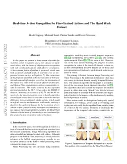 Real-time Action Recognition for Fine-Grained Actions and The Hand Wash
  Dataset