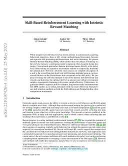 Skill-Based Reinforcement Learning with Intrinsic Reward Matching