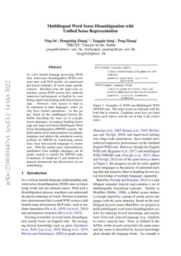 Multilingual Word Sense Disambiguation with Unified Sense Representation