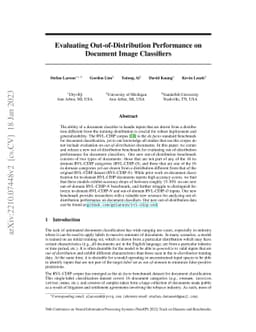 Evaluating Out-of-Distribution Performance on Document Image Classifiers