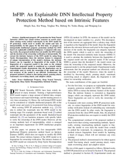 InFIP: An Explainable DNN Intellectual Property Protection Method based
  on Intrinsic Features
