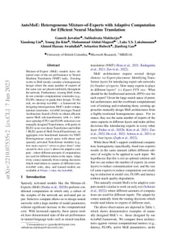 AutoMoE: Heterogeneous Mixture-of-Experts with Adaptive Computation for
  Efficient Neural Machine Translation