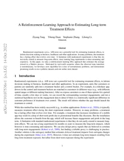 A Reinforcement Learning Approach to Estimating Long-term Treatment
  Effects